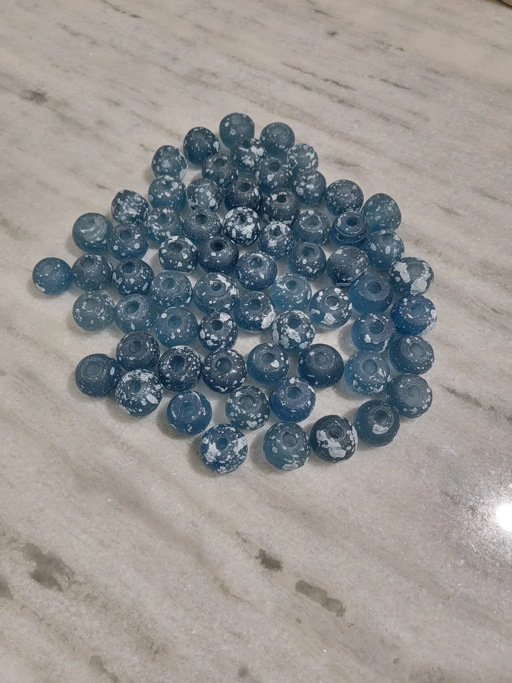 Blue Speckled Glass Beads - Lot of Round Beads